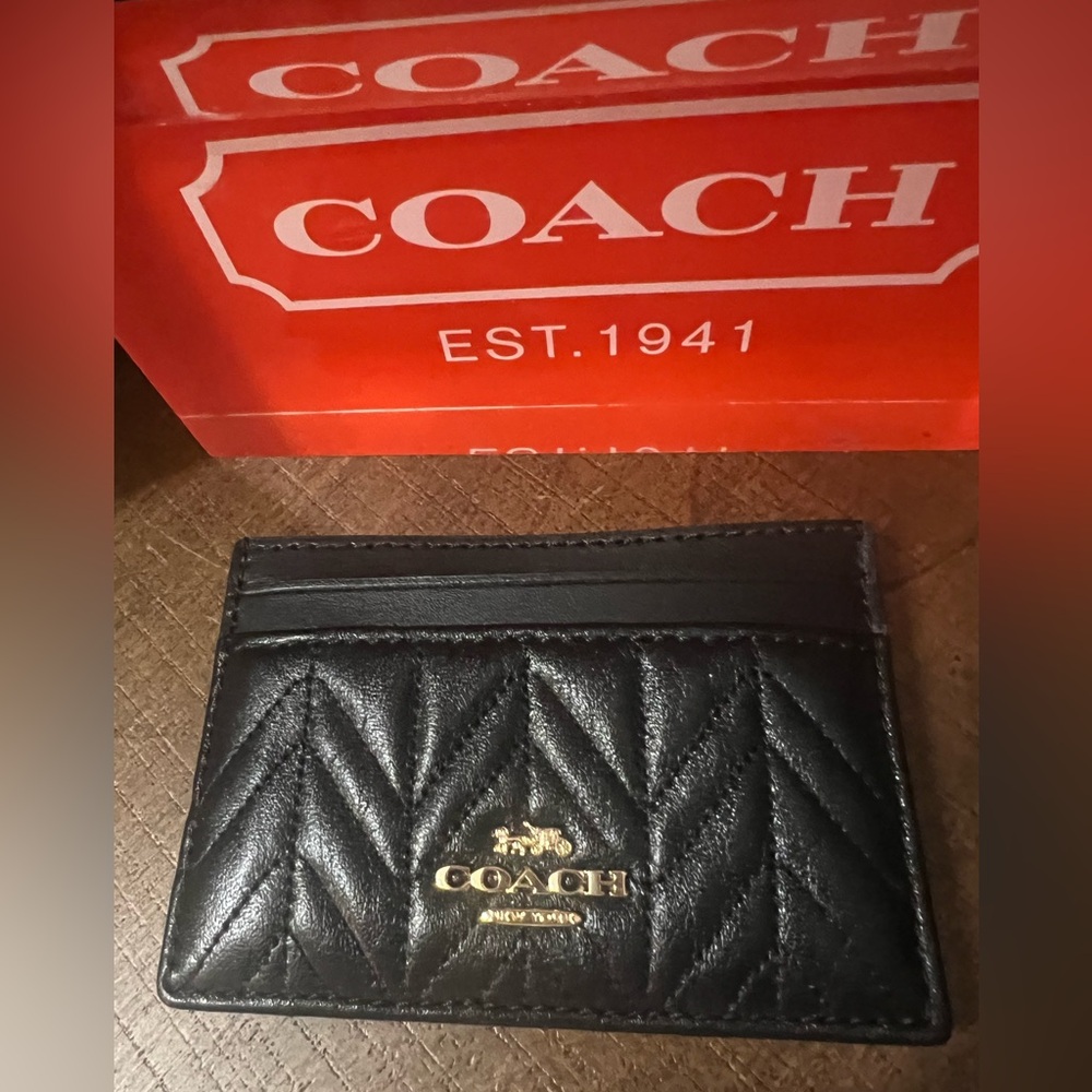 Coach Black Quilted Card Case